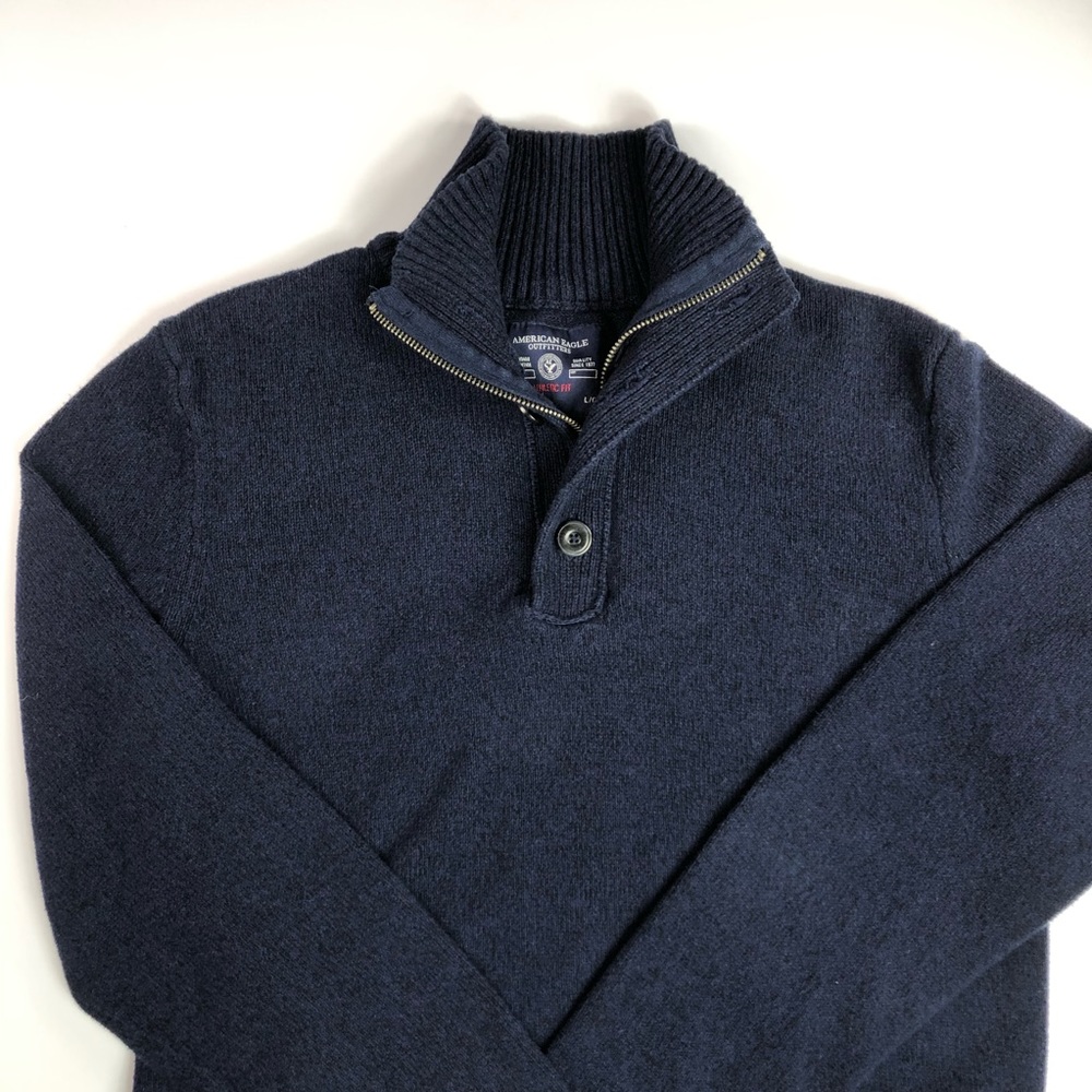 American Eagle Athletic Fit Button Zip Sweater - Picture 4 of 8